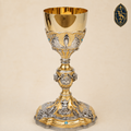 Kielich mszalny złocono-srebrzony z błękitnymi kamieniami – KSCM-013