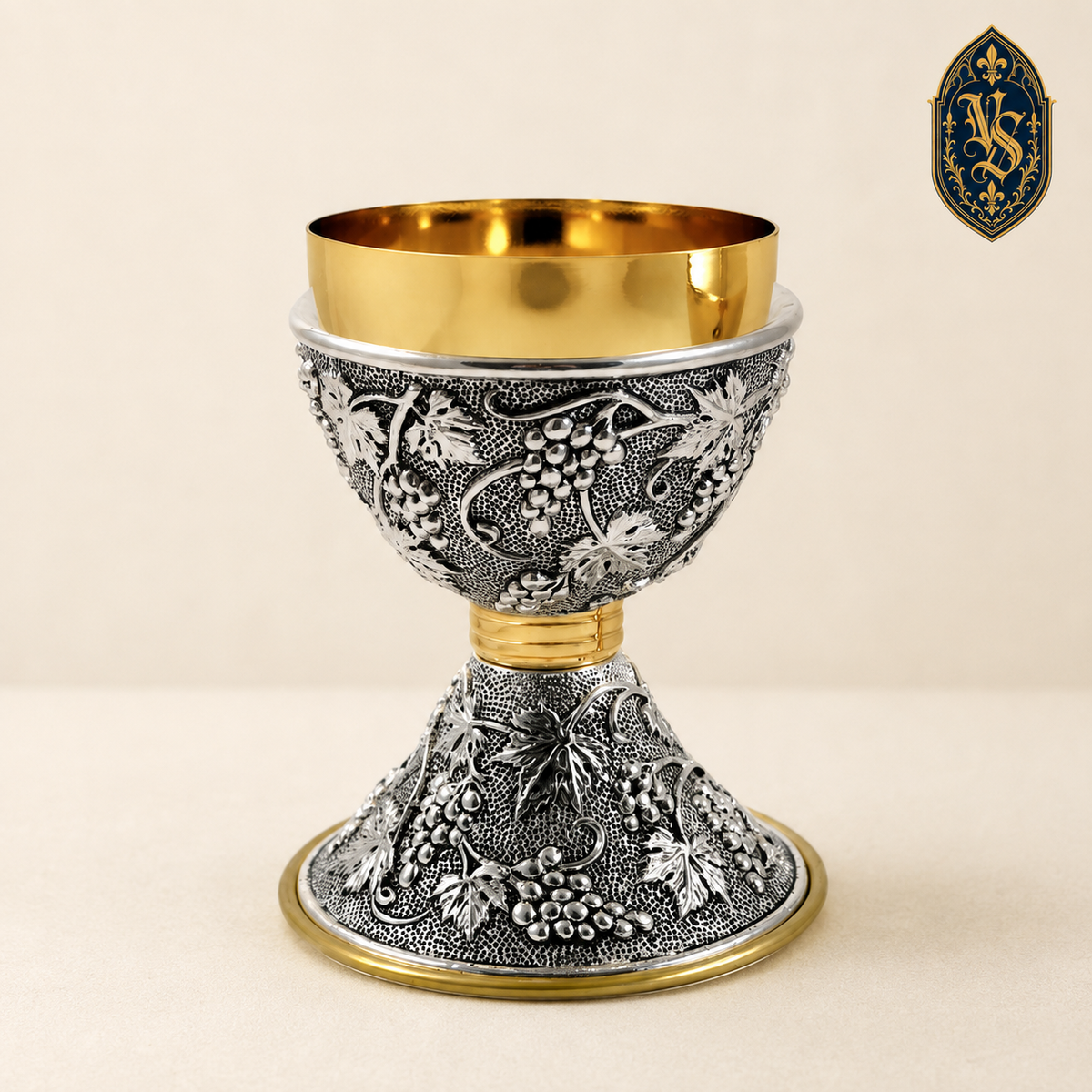 Kielich mszalny bicolor z motywem winorośli 15 cm – KSCM-029