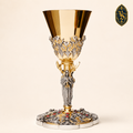 Kielich mszalny bicolor z figurą anioła i czerwonymi kamieniami 22,5 cm – KSCM-030