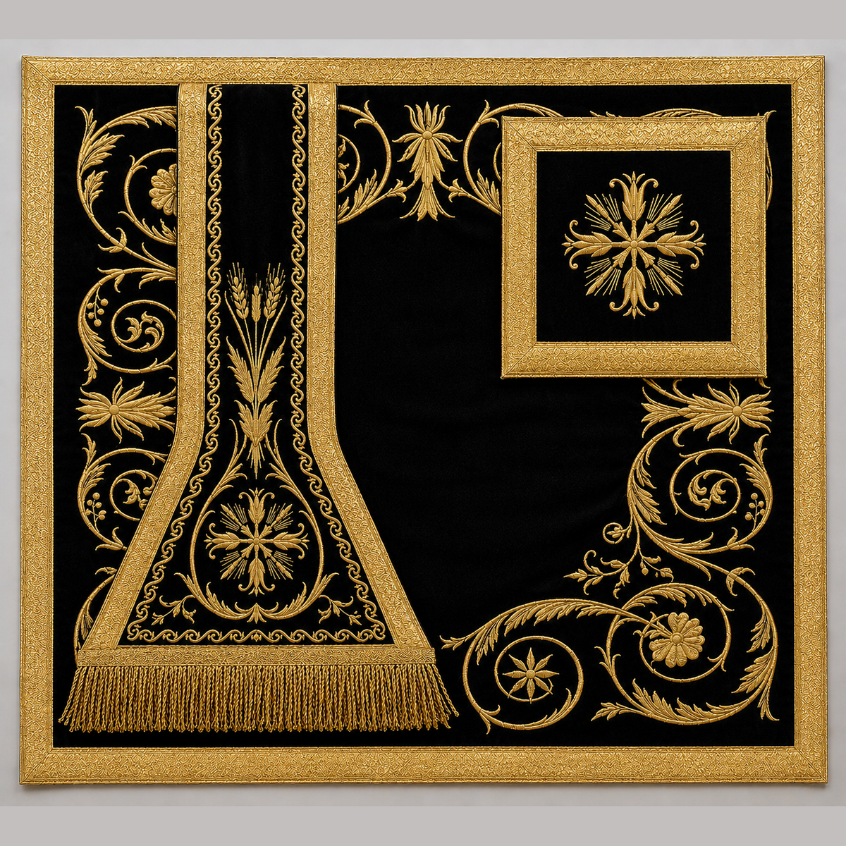 Roman Chasuble with Embroidery Black