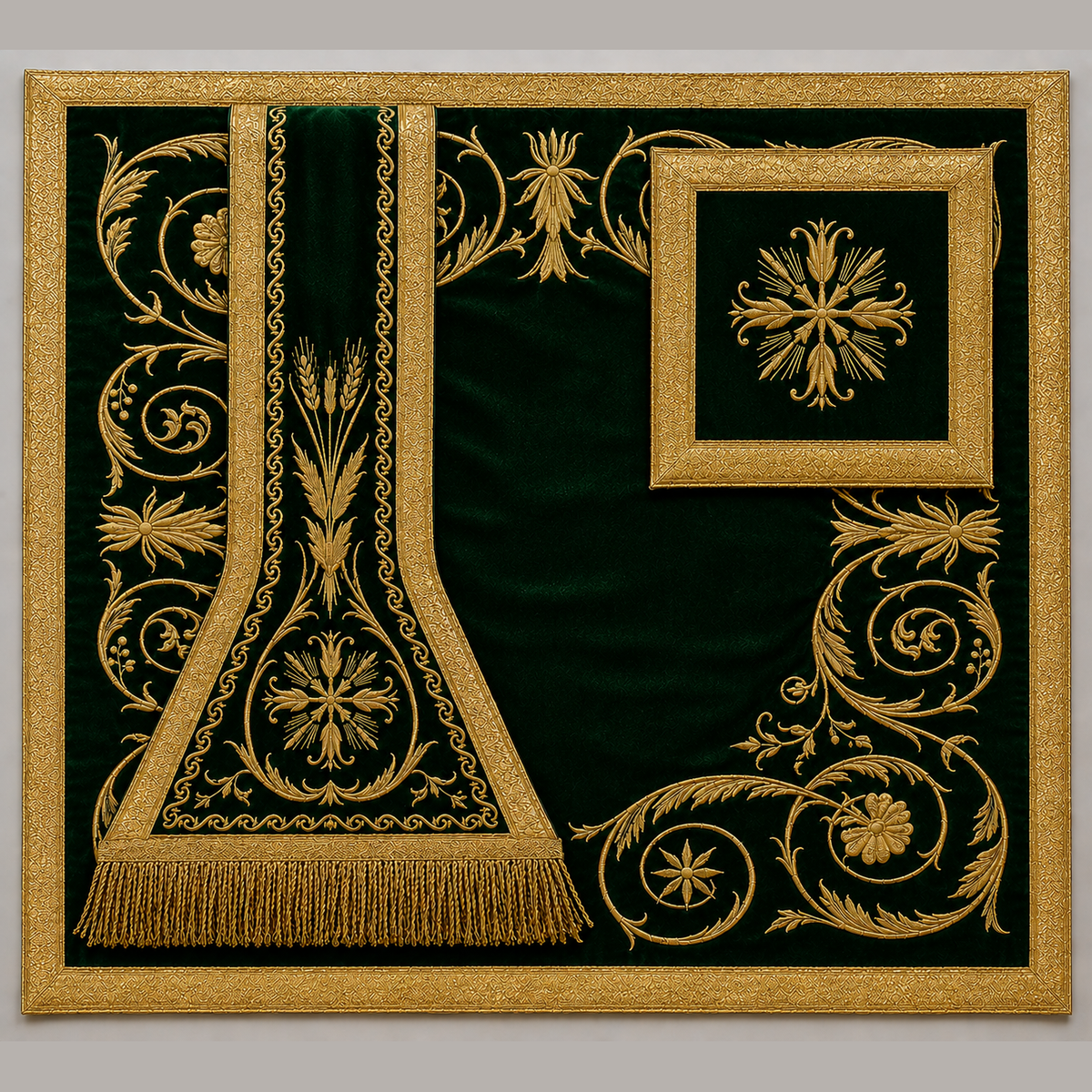 Roman Chasuble with Embroidery Green