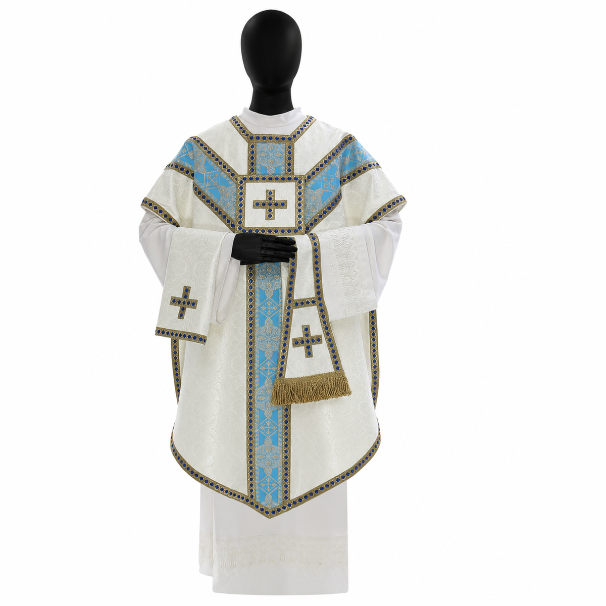 Pugin style chasuble Cream and blue