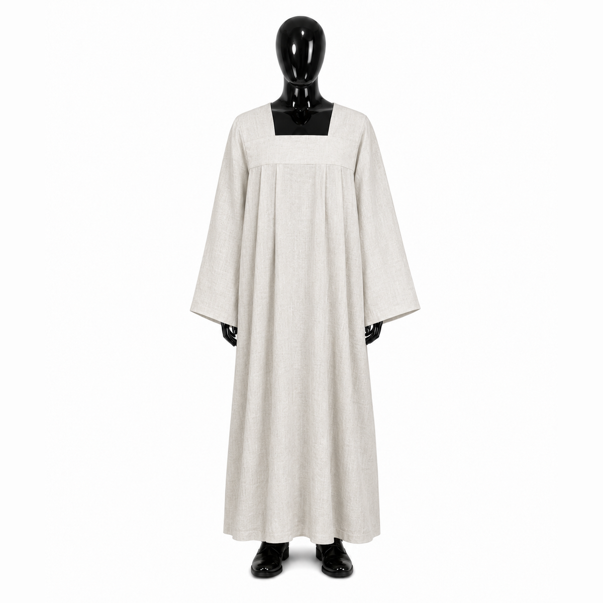 Smooth Roman linen alb with pleats ALB01-021