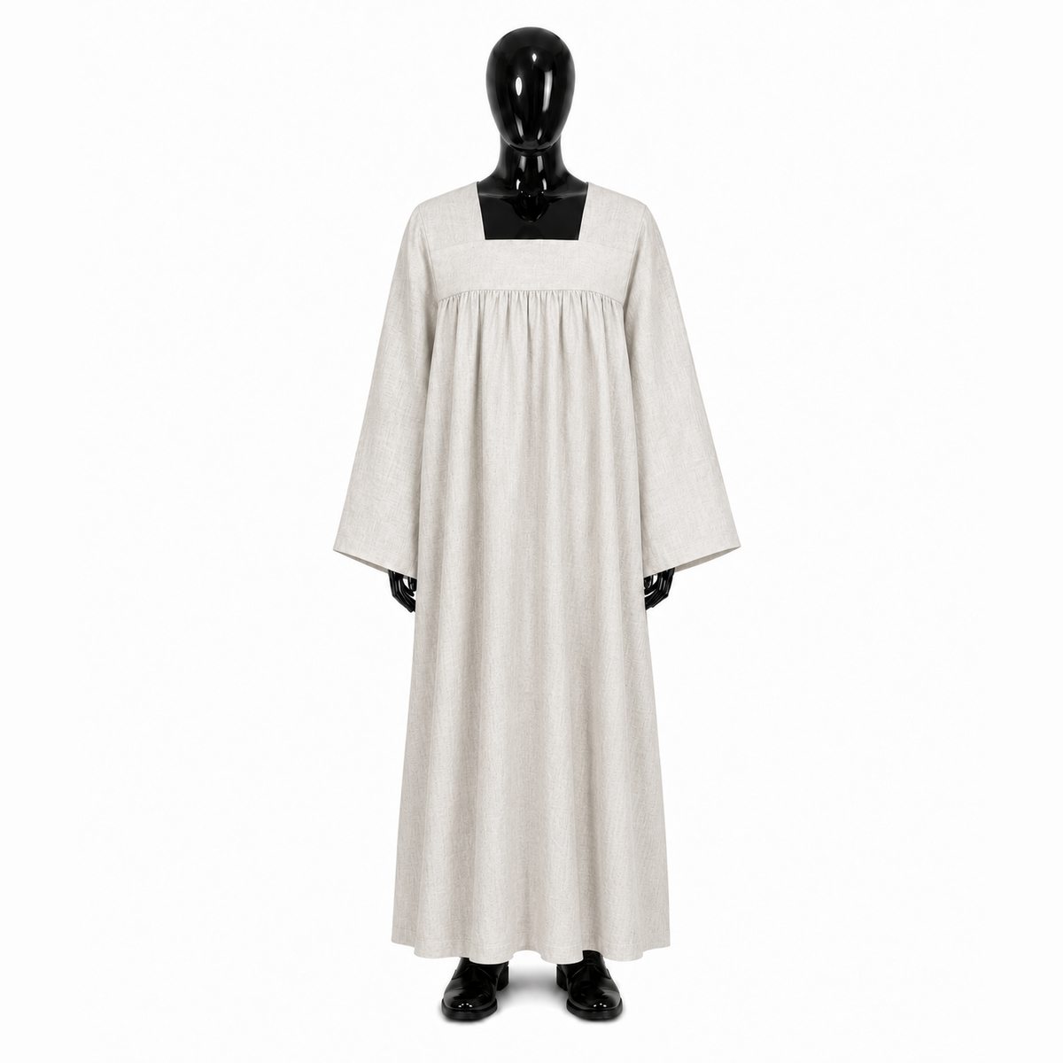 Roman linen alb with gathers plain ALB01-020