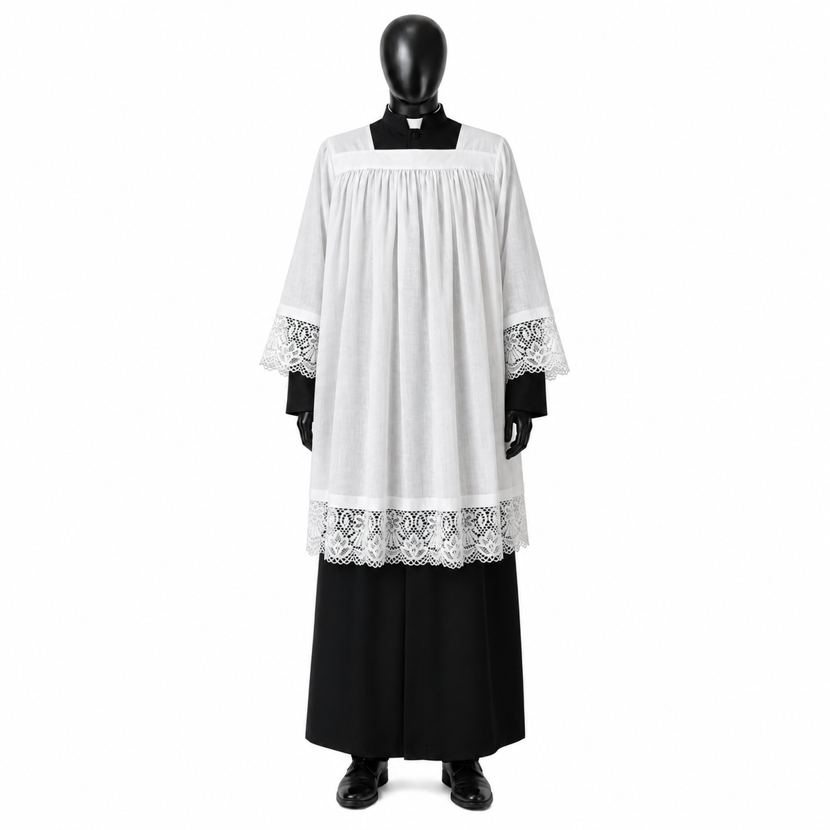 Cotton surplice with lace KMR01-026