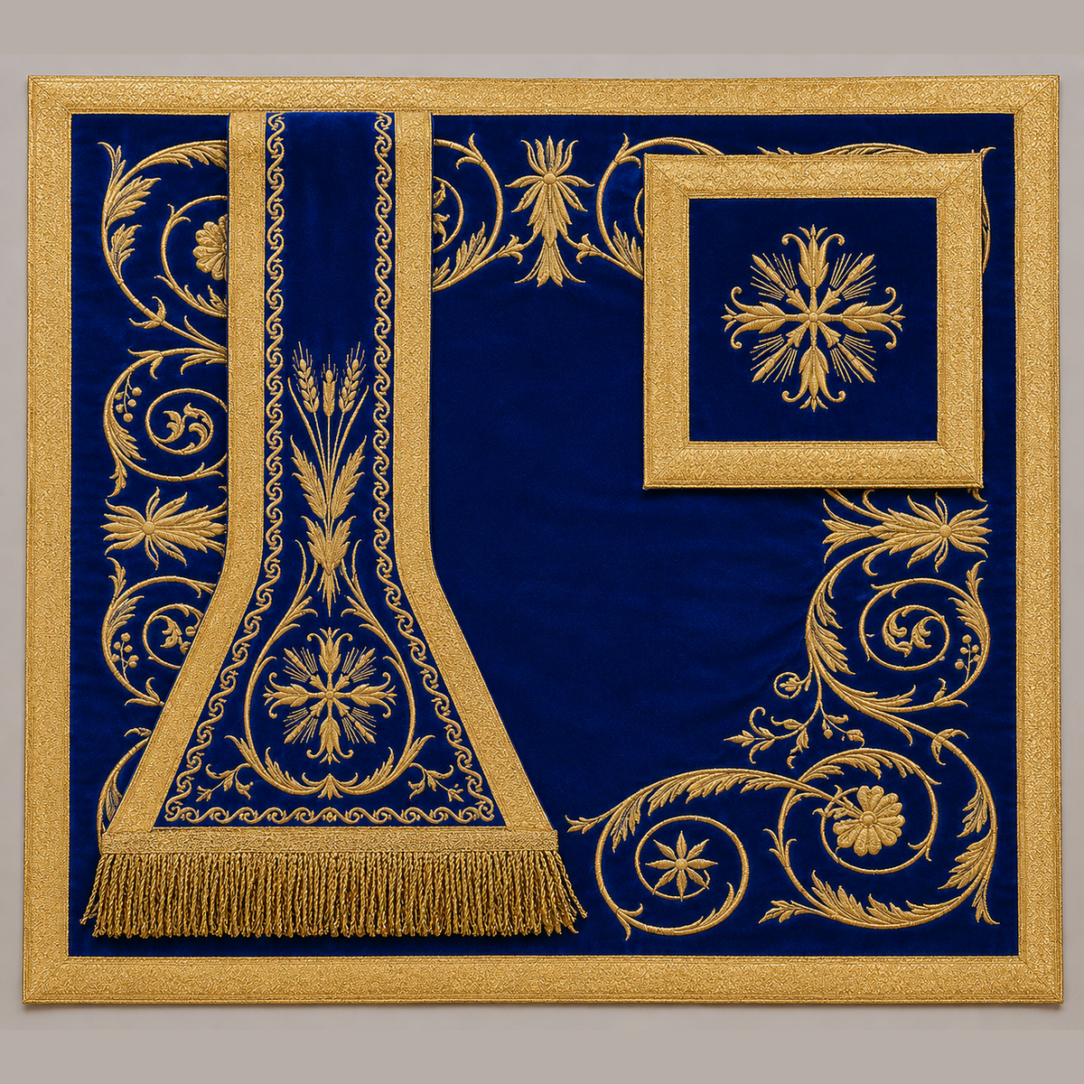 Roman Marian chasuble with embroidery Blue