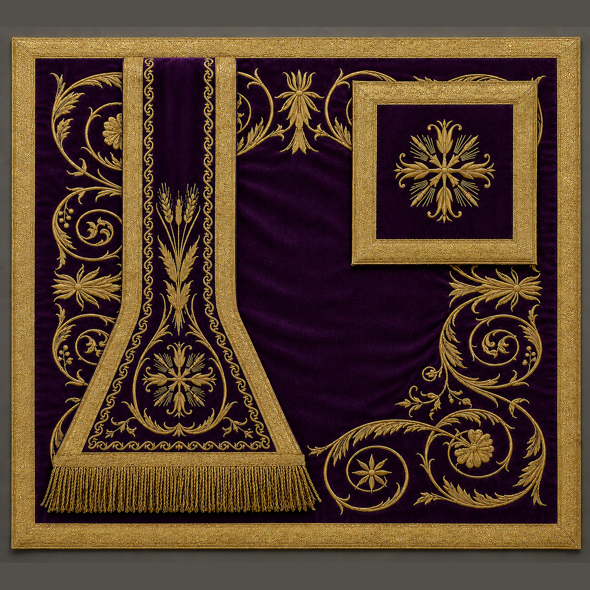 Roman Chasuble with Embroidery Purple