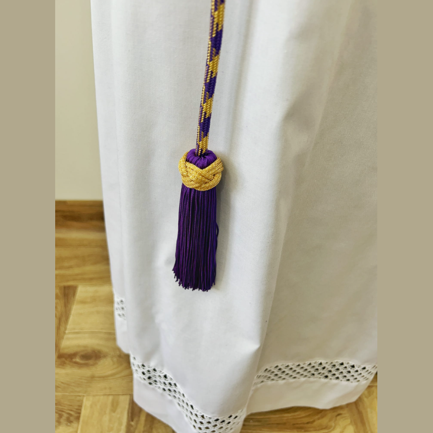 Purple and gold cincture with braided finish CG01-013