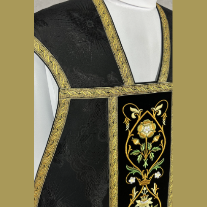 Roman Chasuble with Cross Black
