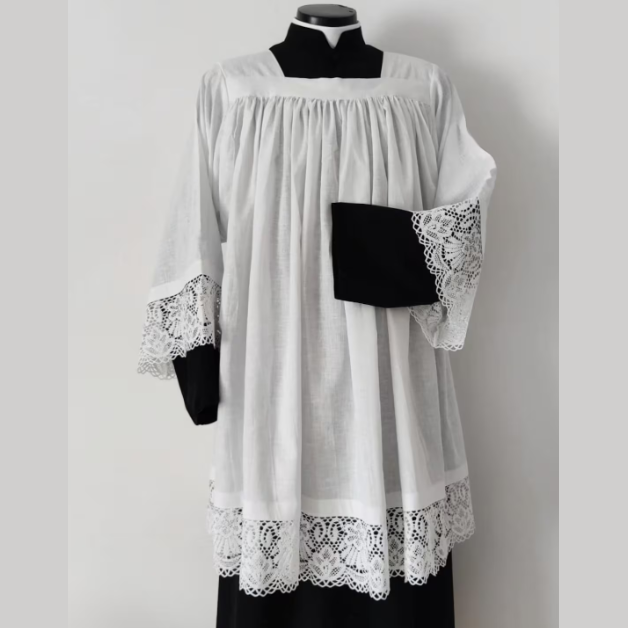 Cotton surplice with lace KMR01-026