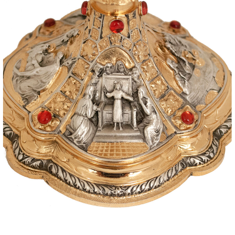 Kielich mszalny złocony, bogato zdobiony z kamieniami 23,5 cm – KSCM-012
