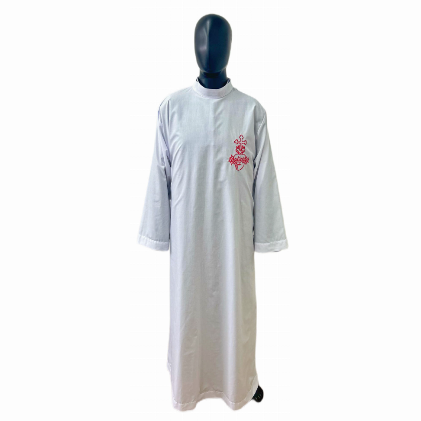 Alb with embroidered Sacred Heart of Jesus on the left chest ALB01-013