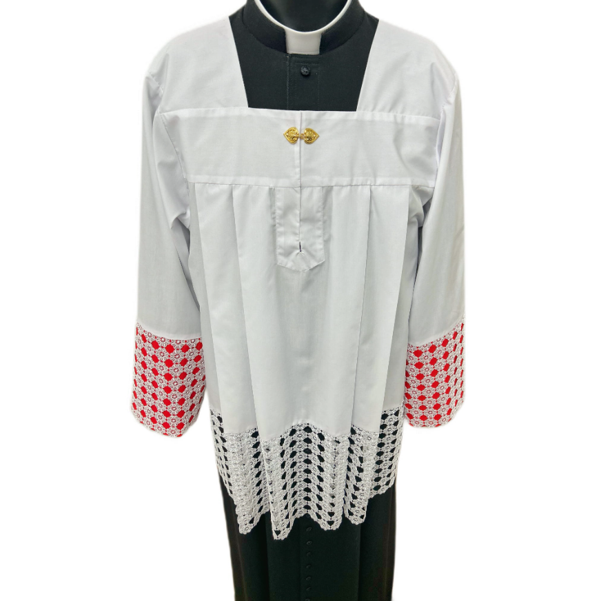 Surplice with guipure lace and small flowers KM01-009