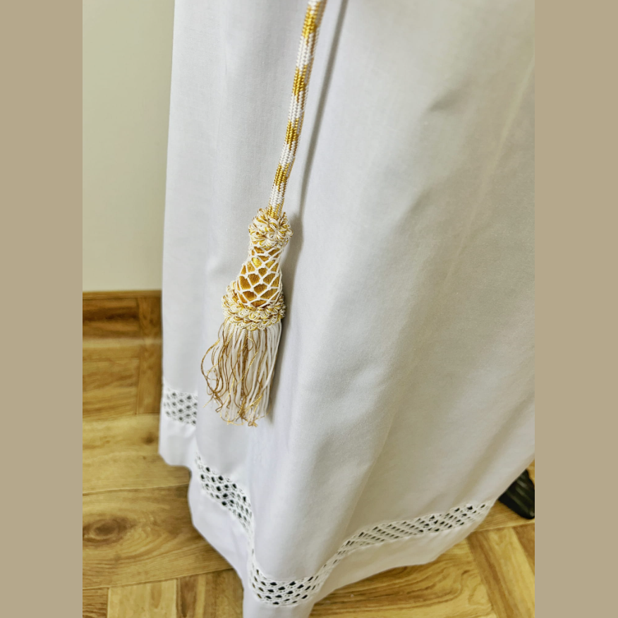 White and gold cincture with decorative finish CG01-005