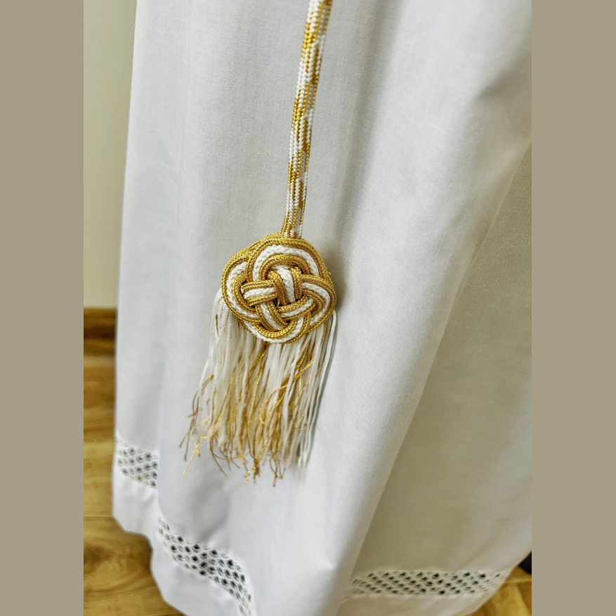 White and Gold Cincture with Braided Finish CG01-006