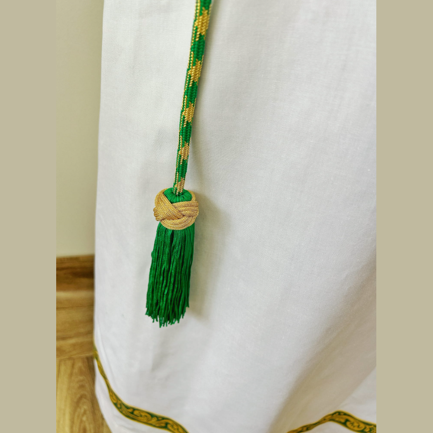 Green and gold cincture with braided finish CG01-019