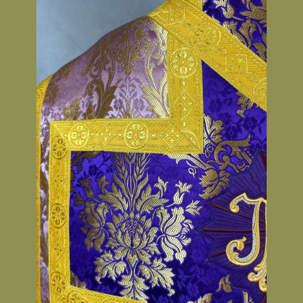 Roman chasuble with cross, Pink and Purple