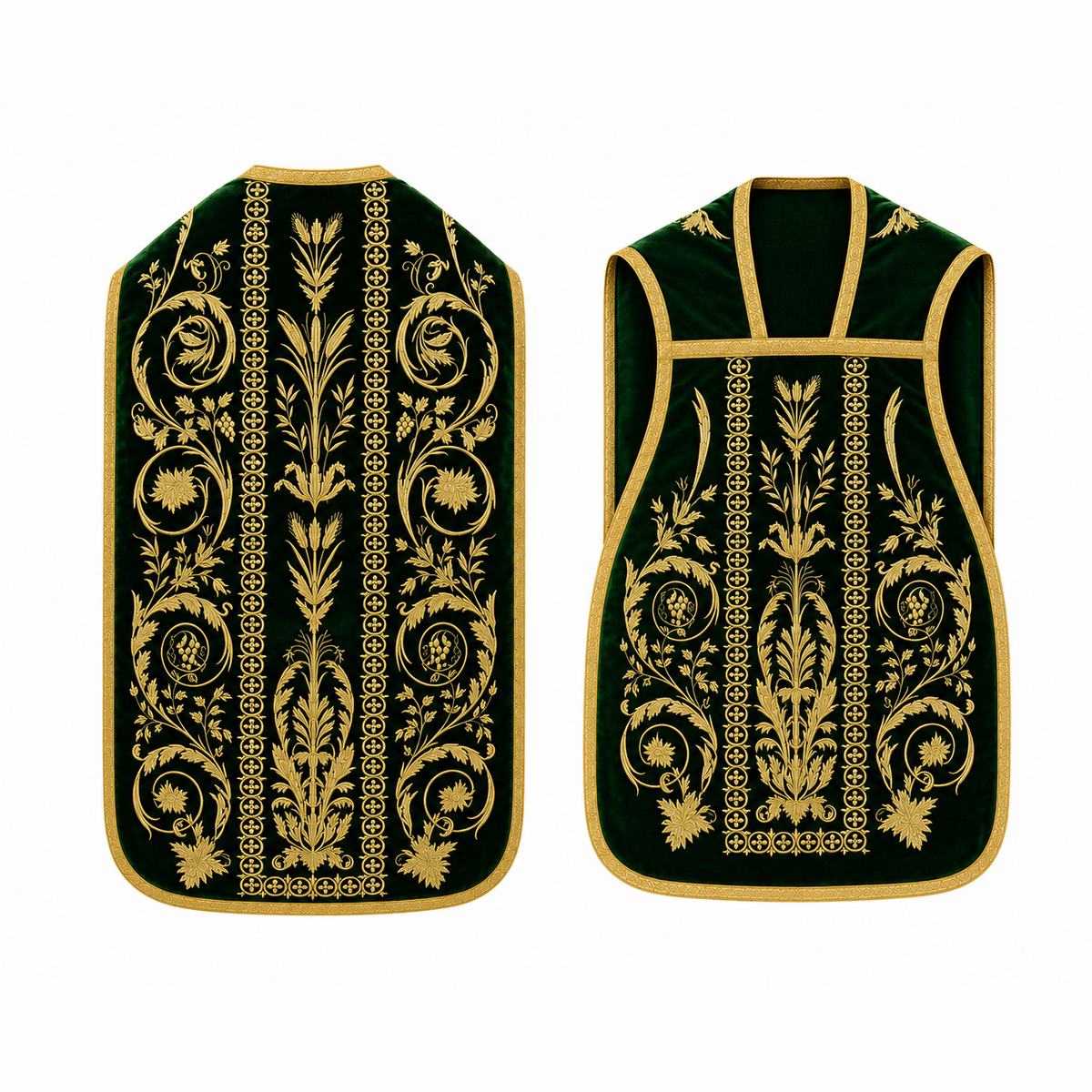 Roman Chasuble with Embroidery Green