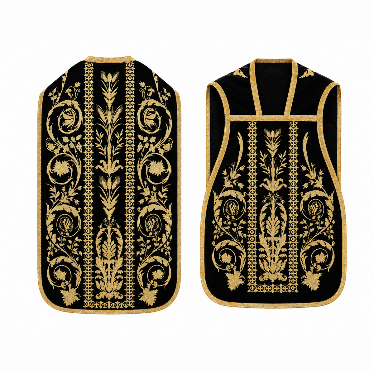 Roman Chasuble with Embroidery Black