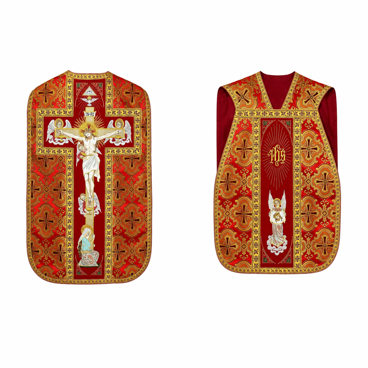 Roman Chasuble "Crucifixion" Red