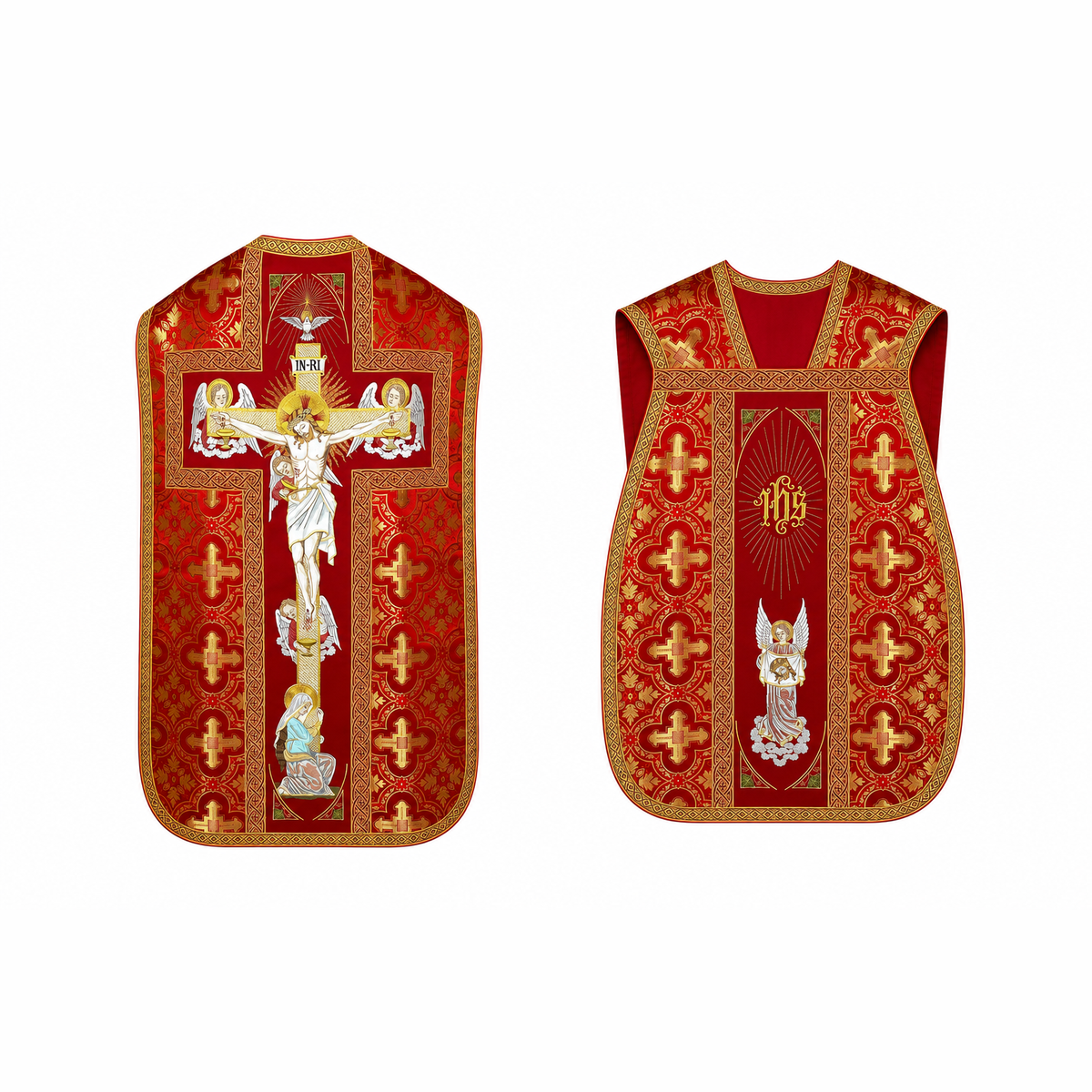 Roman Chasuble "Crucifixion" Red