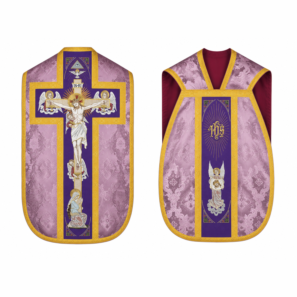 Roman Chasuble ''Crucifixion'' Pink