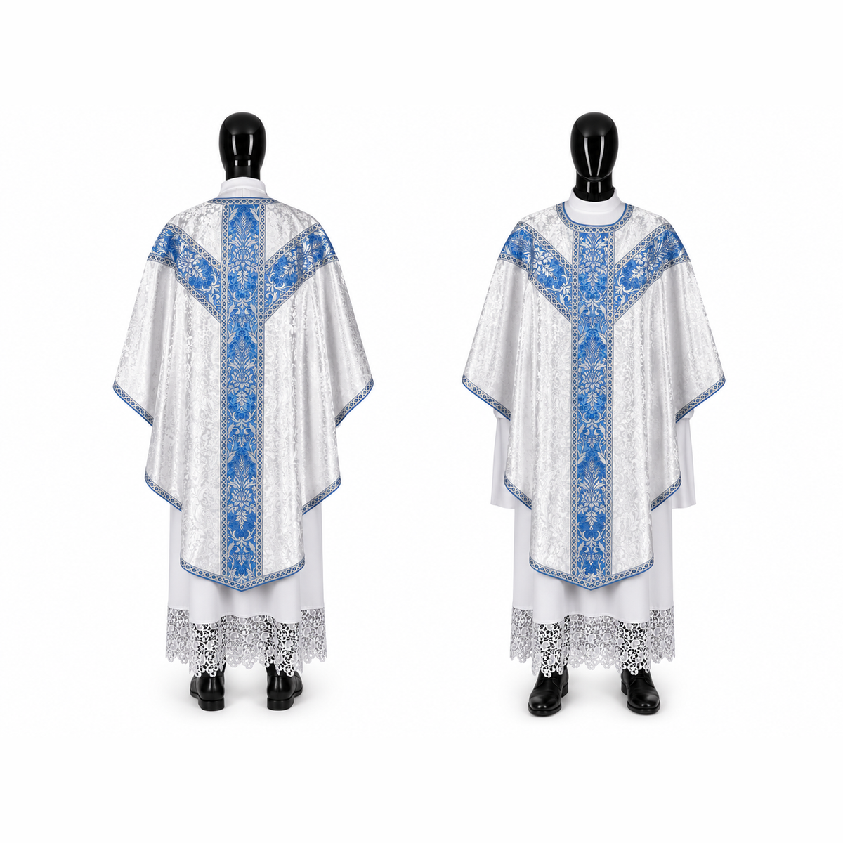 Semi-Gothic Chasuble, White and Blue