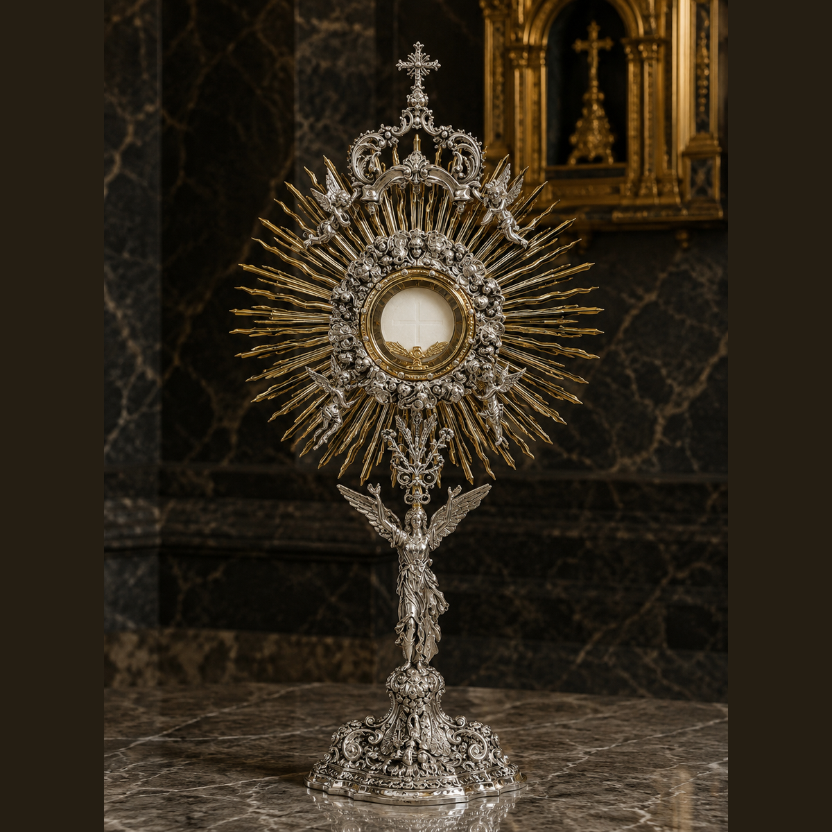 Monstrancja „Triumphus Caeli” – 70 cm, bicolor, pozłacana, SCM-004