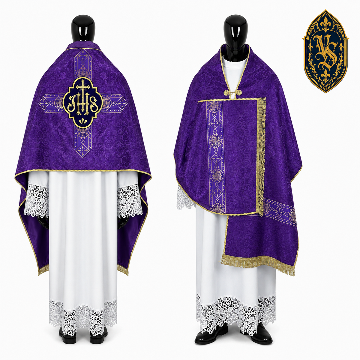 Welon liturgiczny fioletowy IHS – WLKRB-005