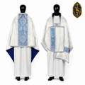 Welon liturgiczny maryjny biało-niebieski z monogramem – WLKRB-022
