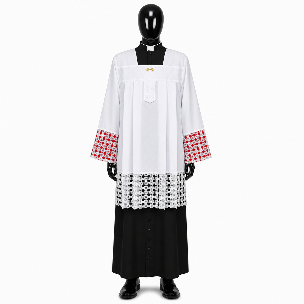 Surplice with guipure lace and small flowers KM01-009
