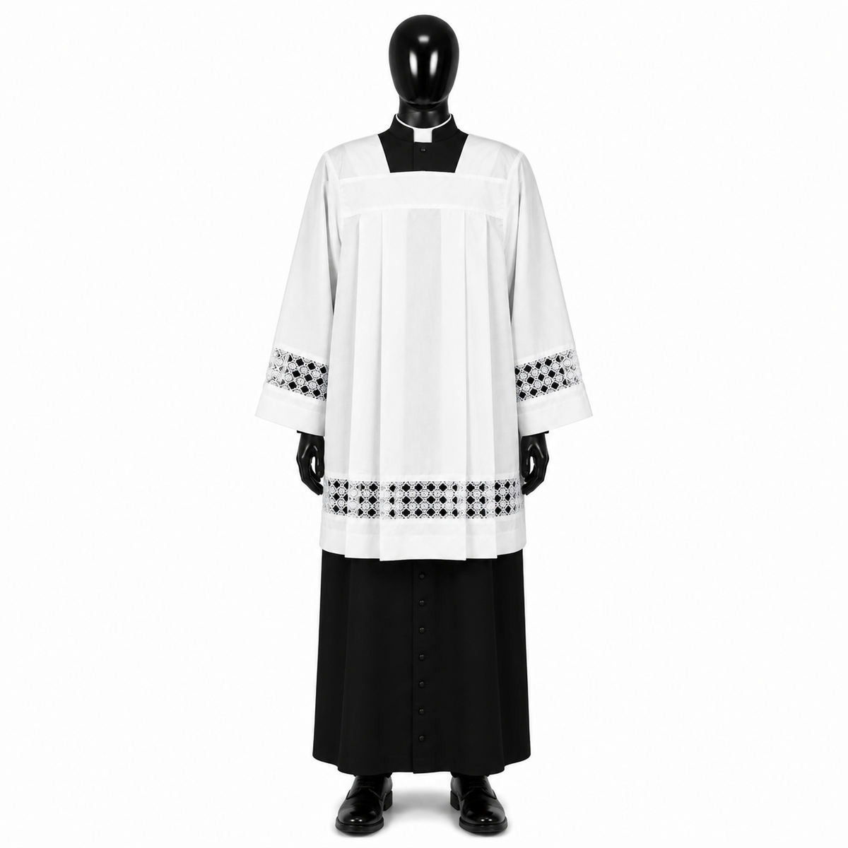 Surplice with insert - guipure with small flowers KM01-013
