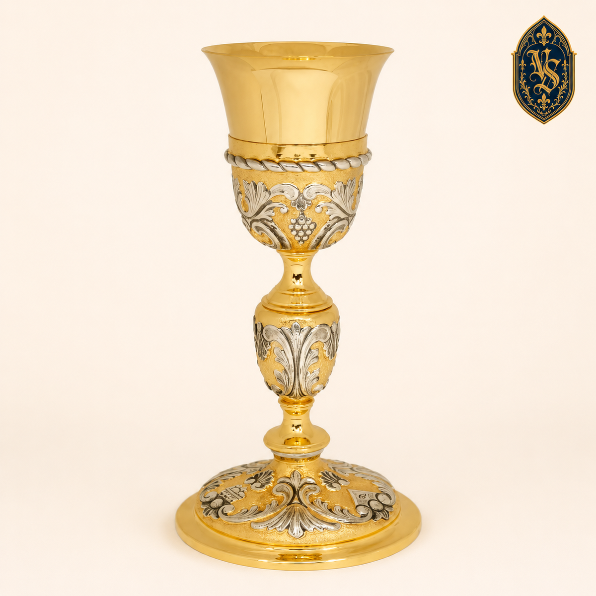 Kielich mszalny złocony z srebrzonymi ornamentami 26 cm – KSCM-019