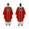 Red semi-Gothic chasuble