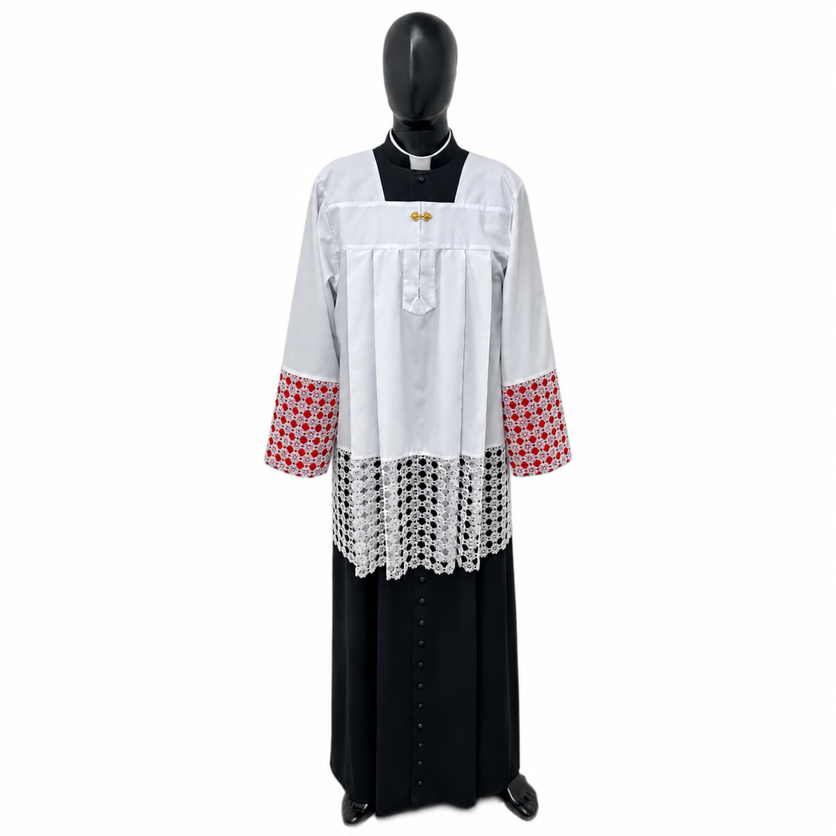 Surplice with guipure lace and small flowers KM01-009
