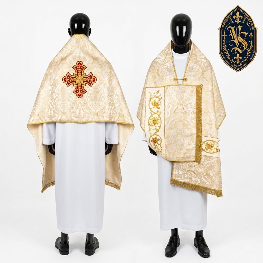 Welon liturgiczny jasnozłoty z haftem liturgicznym WLKRB-012