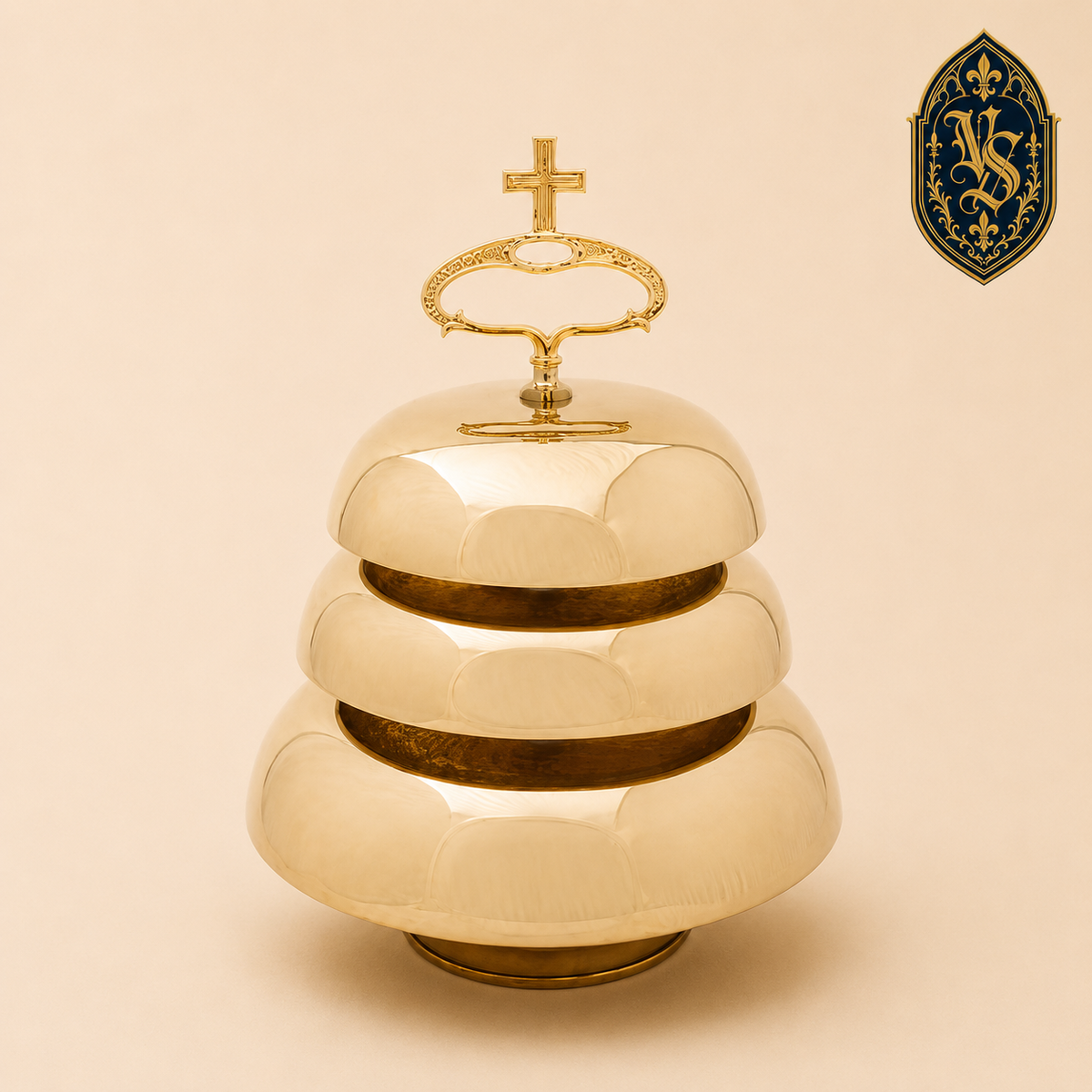 Gong mosiężny potrójny 32/25/22 cm z młoteczkiem – GSCM-003