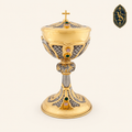 Cyborium liturgiczne złocone z kamieniami dekoracyjnymi 25 cm – CBSCM-009