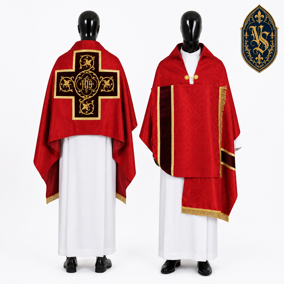 Welon liturgiczny czerwony z haftem IHS – WLKRB-009