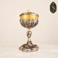 Cyborium liturgiczne bicolor z dekoracyjną srebrzoną oprawą 26 cm – CBSCM-010